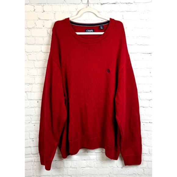 CHAPS 100% cotton red logo mens knit sweater pullover size 6XB - Picture 1 of 8